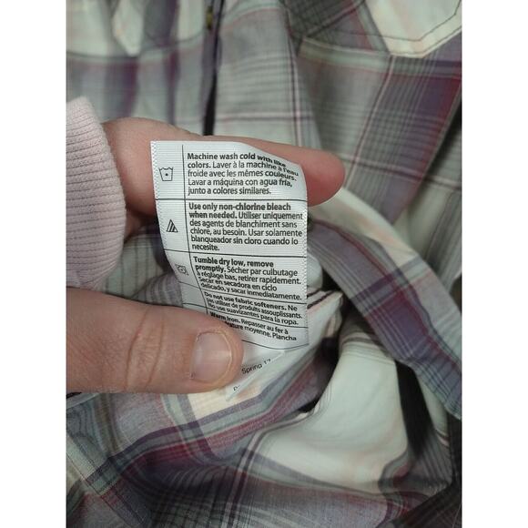 Carhartt Woman 26/18 Shirt Plaid Purple Button Collared Roll Tab Long Sleeve... - Picture 10 of 11